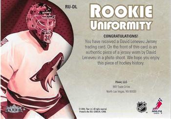2005-06 Ultra - Rookie Uniformity Jerseys #RU-DL David Leneveu Back