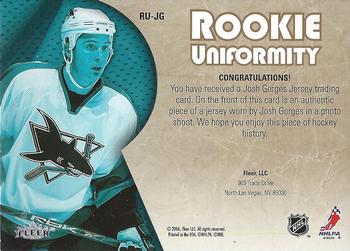 2005-06 Ultra - Rookie Uniformity Jerseys #RU-JG Josh Gorges Back