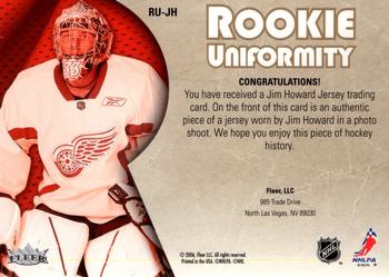 2005-06 Ultra - Rookie Uniformity Jerseys #RU-JH Jimmy Howard Back