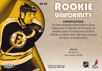 2005-06 Ultra - Rookie Uniformity Jerseys #RU-KD Kevin Dallman Back