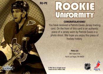 2005-06 Ultra - Rookie Uniformity Jerseys #RU-PE Patrick Eaves Back