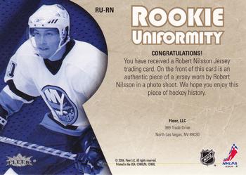 2005-06 Ultra - Rookie Uniformity Jerseys #RU-RN Robert Nilsson Back
