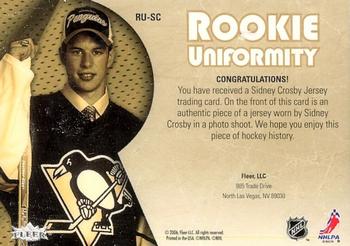 2005-06 Ultra - Rookie Uniformity Jerseys #RU-SC Sidney Crosby Back