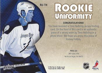 2005-06 Ultra - Rookie Uniformity Jerseys #RU-TH Timo Helbling Back