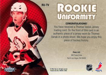 2005-06 Ultra - Rookie Uniformity Jerseys #RU-TV Thomas Vanek Back