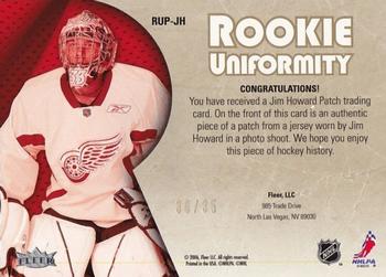 2005-06 Ultra - Rookie Uniformity Patches #RUP-JH Jimmy Howard Back