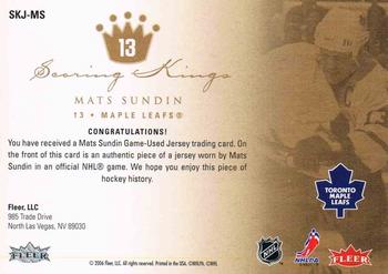 2005-06 Ultra - Scoring Kings Jerseys #SKJ-MS Mats Sundin Back