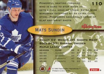 1996-97 Fleer #110 Mats Sundin Back