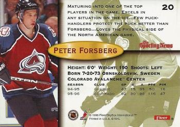 1996-97 Fleer #20 Peter Forsberg Back