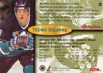 1996-97 Fleer #3 Teemu Selanne Back