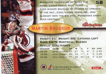 1996-97 Fleer #58 Martin Brodeur Back
