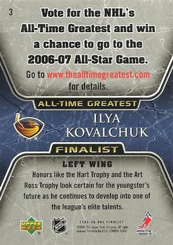 2005-06 Upper Deck - 2005-06 Upper Deck NHL All-Time Greatest Finalist #3 Ilya Kovalchuk Back