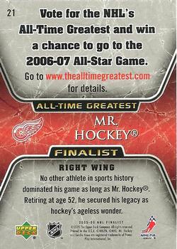 2005-06 Upper Deck - 2005-06 Upper Deck NHL All-Time Greatest Finalist #21 Gordie Howe Back