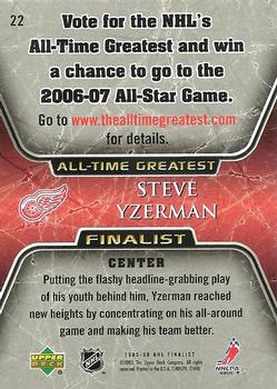 2005-06 Upper Deck - 2005-06 Upper Deck NHL All-Time Greatest Finalist #22 Steve Yzerman Back