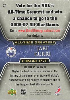 2005-06 Upper Deck - 2005-06 Upper Deck NHL All-Time Greatest Finalist #24 Jari Kurri Back