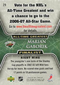 2005-06 Upper Deck - 2005-06 Upper Deck NHL All-Time Greatest Finalist #29 Marian Gaborik Back