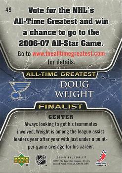 2005-06 Upper Deck - 2005-06 Upper Deck NHL All-Time Greatest Finalist #49 Doug Weight Back