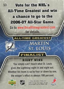 2005-06 Upper Deck - 2005-06 Upper Deck NHL All-Time Greatest Finalist #53 Martin St. Louis Back