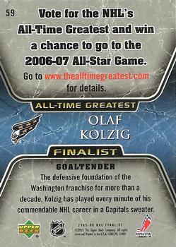 2005-06 Upper Deck - 2005-06 Upper Deck NHL All-Time Greatest Finalist #59 Olaf Kolzig Back