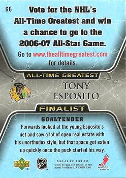 2005-06 Upper Deck - 2005-06 Upper Deck NHL All-Time Greatest Finalist #66 Tony Esposito Back