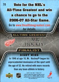 2005-06 Upper Deck - 2005-06 Upper Deck NHL All-Time Greatest Finalist #70 Gordie Howe Back