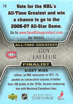 2005-06 Upper Deck - 2005-06 Upper Deck NHL All-Time Greatest Finalist #76 Guy Lafleur Back