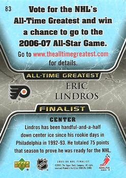 2005-06 Upper Deck - 2005-06 Upper Deck NHL All-Time Greatest Finalist #83 Eric Lindros Back