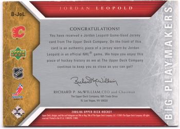 2005-06 Upper Deck - Big Playmakers #B-JOL Jordan Leopold Back