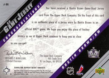 2005-06 Upper Deck - UD Game Jerseys Series One #J-BR Dustin Brown Back
