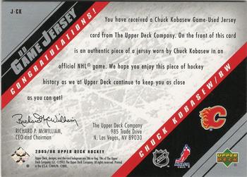 2005-06 Upper Deck - UD Game Jerseys Series One #J-CK Chuck Kobasew Back