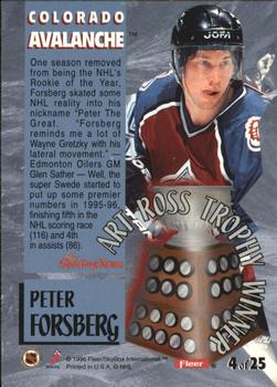 1996-97 Fleer - Art Ross Trophy #4 Peter Forsberg Back