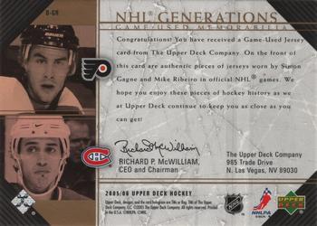 2005-06 Upper Deck - NHL Generations #D-GR Simon Gagne / Mike Ribeiro Back