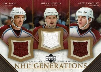 2005-06 Upper Deck - NHL Generations #T-SHT Joe Sakic / Milan Hejduk / Alex Tanguay Front