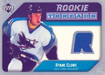 2005-06 Upper Deck - Rookie Threads #RT-RC Ryane Clowe Front