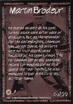 1996-97 Fleer NHL Picks - Fabulous 50 #4 Martin Brodeur Back