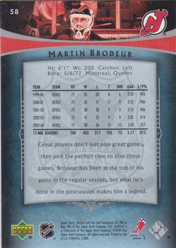 2005-06 Upper Deck Artifacts - Pewter #58 Martin Brodeur Back