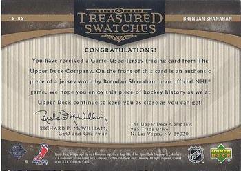 2005-06 Upper Deck Artifacts - Treasured Swatches #TS-BS Brendan Shanahan Back