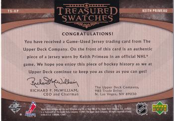2005-06 Upper Deck Artifacts - Treasured Swatches Copper #TS-KP Keith Primeau Back