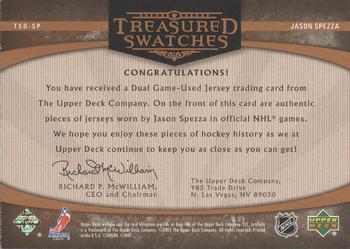 2005-06 Upper Deck Artifacts - Treasured Swatches Dual Copper #TSD-SP Jason Spezza Back