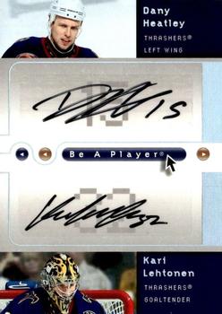 2005-06 Upper Deck Be a Player - Signatures Duals #D-DK Dany Heatley / Kari Lehtonen Front