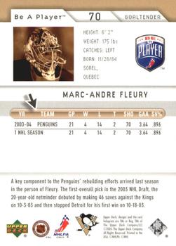 2005-06 Upper Deck Be a Player - First Period #70 Marc-Andre Fleury Back
