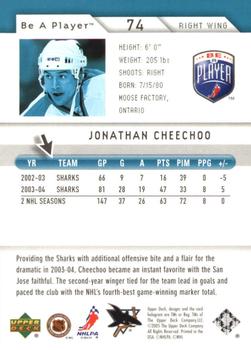 2005-06 Upper Deck Be a Player - First Period #74 Jonathan Cheechoo Back