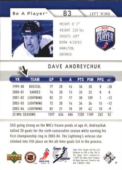 2005-06 Upper Deck Be a Player - First Period #83 Dave Andreychuk Back