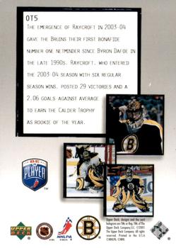 2005-06 Upper Deck Be a Player - Outtakes #OT5 Andrew Raycroft Back