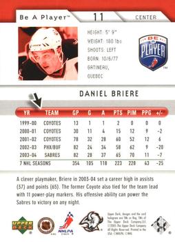 2005-06 Upper Deck Be a Player - Second Period #11 Daniel Briere Back