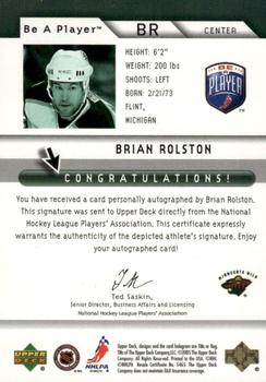 2005-06 Upper Deck Be a Player - Signatures #BR Brian Rolston Back