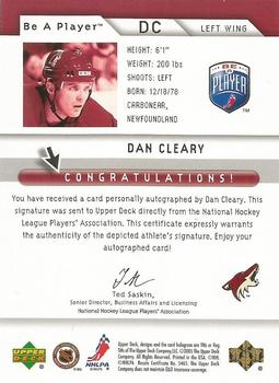 2005-06 Upper Deck Be a Player - Signatures #DC Daniel Cleary Back