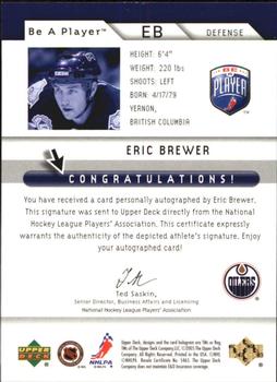 2005-06 Upper Deck Be a Player - Signatures #EB Eric Brewer Back