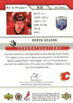 2005-06 Upper Deck Be a Player - Signatures #RR Robyn Regehr Back