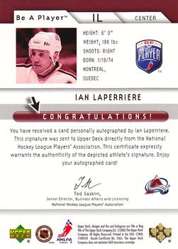 2005-06 Upper Deck Be a Player - Signatures #IL Ian Laperriere Back